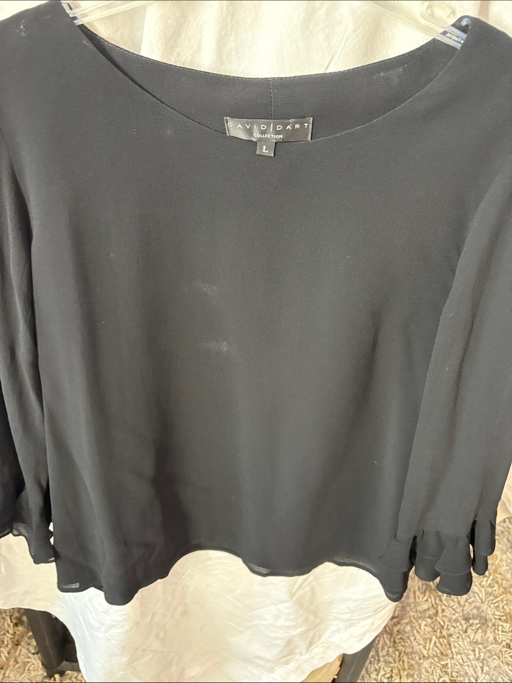 David Dart Black Women's Blouse - Elegant Ruffle Sleeve Top
